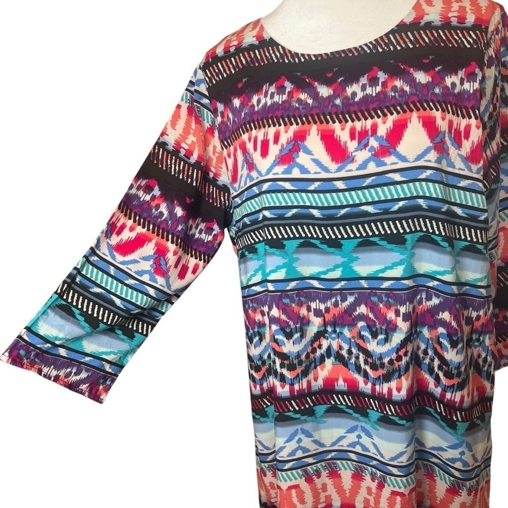 Everly Going Through the Motions Sheath Dress Colorful Boho 3/4 Sleeve Large NEW - Picture 4 of 12